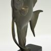 Art Deco sculpture en bronze poisson