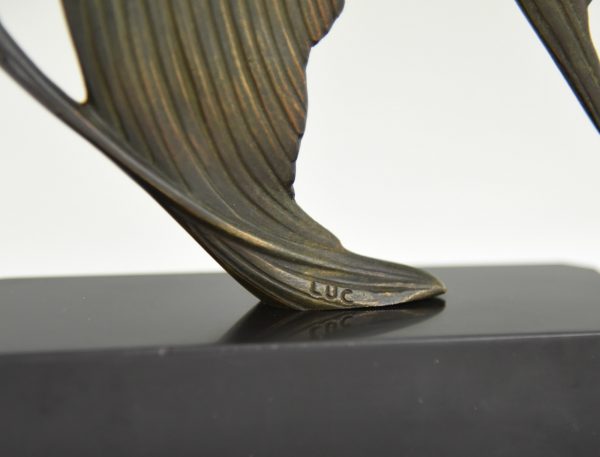 Art Deco sculpture en bronze poisson