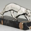 Art Deco sculpture silvered bronze panther