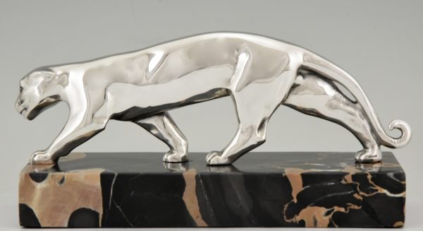 Art Deco sculpture silvered bronze panther