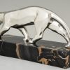 Art Deco sculpture silvered bronze panther