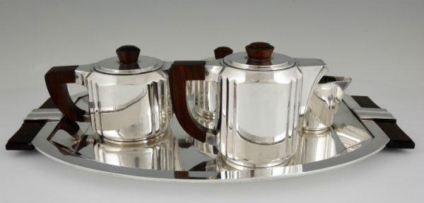 Service a cafe Art Deco 5 pieces metal argenté