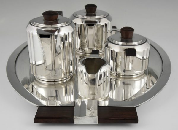 Service a cafe Art Deco 5 pieces metal argenté