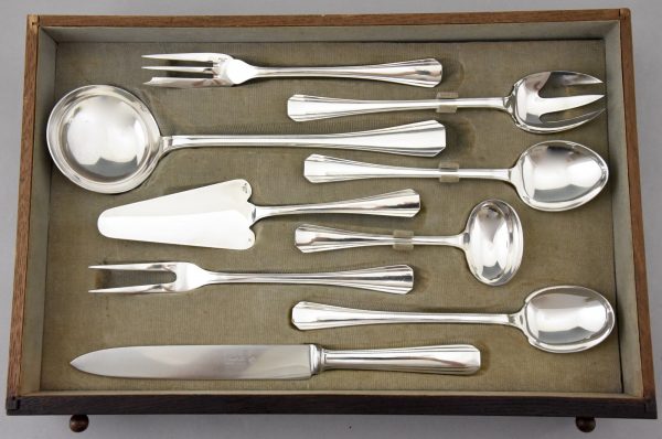 Boreal Art Deco 144 pc silvered flatware set in original case