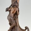 Art Nouveau bronze vase lady at a fountain 72 cm.