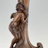 Vase Art Nouveau en bronze femme à la fontaine 72 cm.