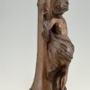 Jugendstil vase Bronze Frau am Brunnen 72 cm.