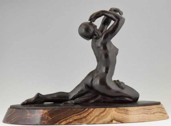 Sculpture bronze Art Deco danseuse nue