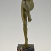 Art Deco bronzen sculptuur naakte danseres met cimbalen