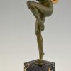 Art Deco bronzen sculptuur naakte danseres met cimbalen