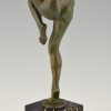 Art Deco bronzen sculptuur naakte danseres met cimbalen