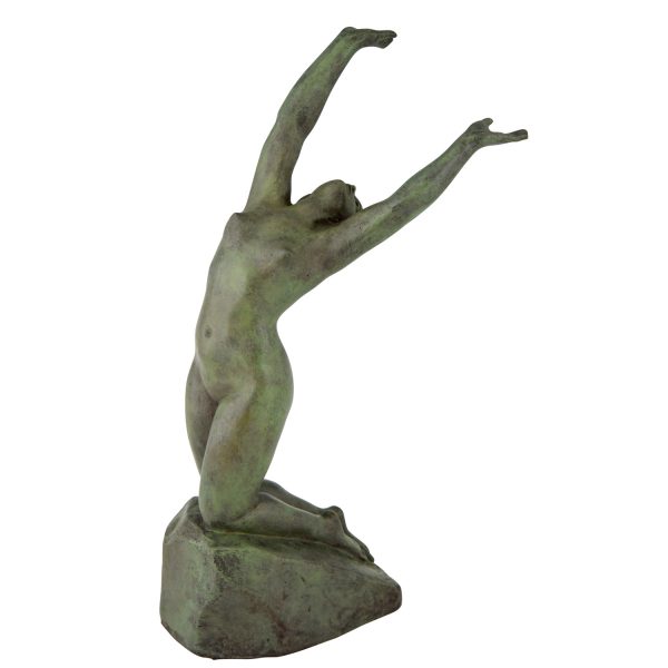 Art Deco sculpture en bronze femme nue