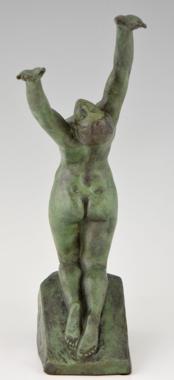 Art Deco sculpture en bronze femme nue