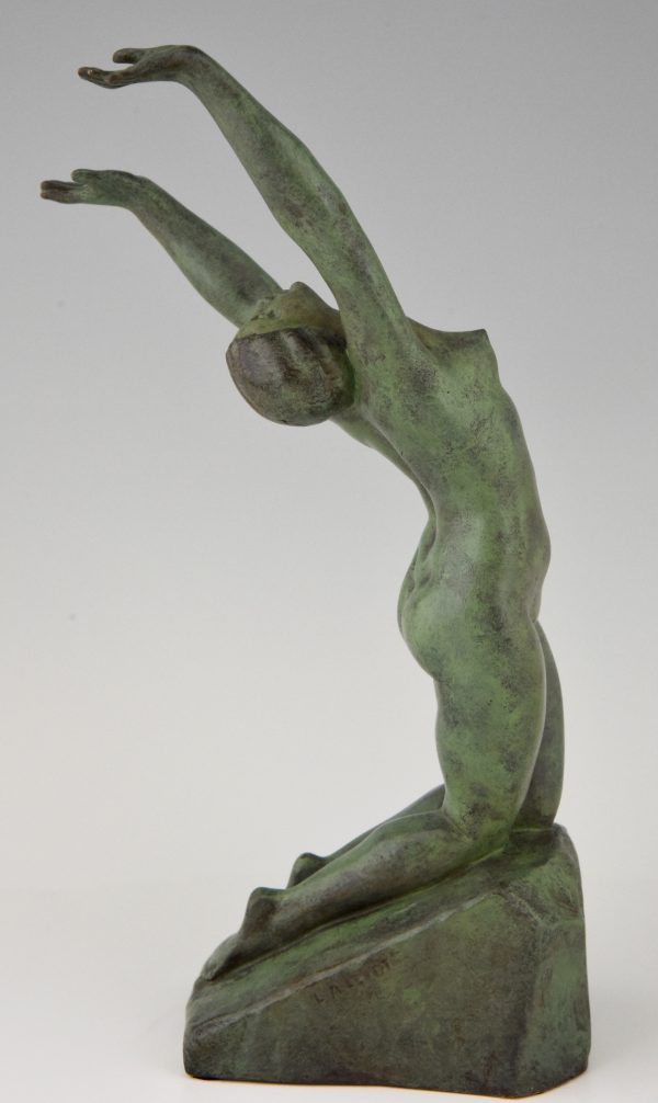 Art Deco sculpture en bronze femme nue