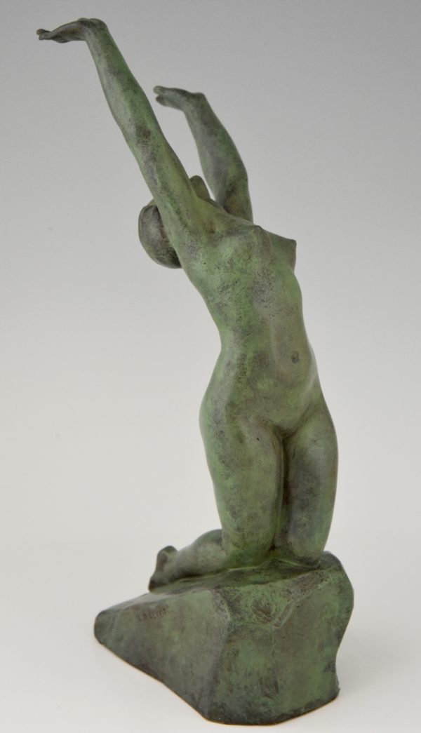 Art Deco sculpture en bronze femme nue