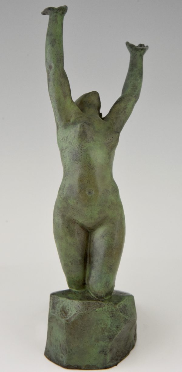 Art Deco sculpture en bronze femme nue