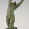 Art Deco bronzen sculptuur vrouwelijk naakt