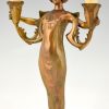 Jugendstil Lampe mit Frau