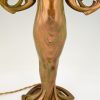 Art Nouveau figural lamp lady with candles