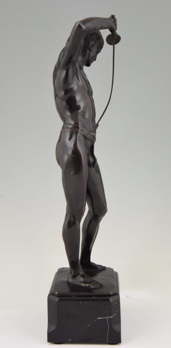 Antiek bronze beeld schermer mannelijk naakt