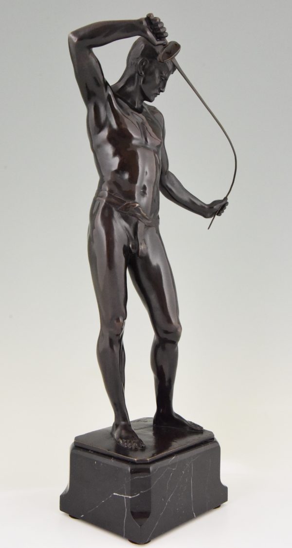 Antiek bronze beeld schermer mannelijk naakt