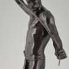 Antique bronze sculpture male nude fencer