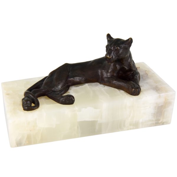 Art Deco Bronze Skulptur Panther