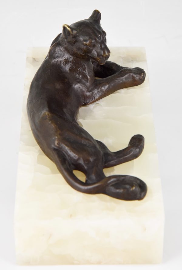 Art Deco bronzen sculptuur panter