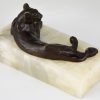 Art Deco bronzen sculptuur panter