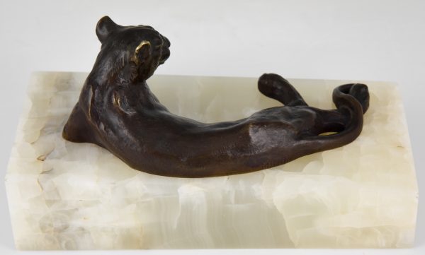 Art Deco Bronze Skulptur Panther