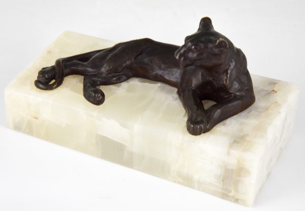 Art Deco bronzen sculptuur panter