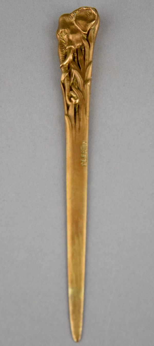 Jugendstil bronzen briefopener met olifant