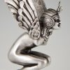 Art Deco Maskottchen Bronze Frauenakt mit Flügel