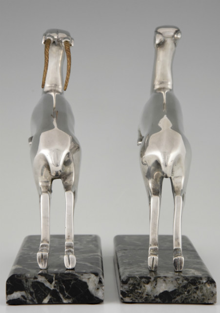 Serre livres Art Deco bronze argenté gazelles