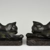 Art Deco cat bookends