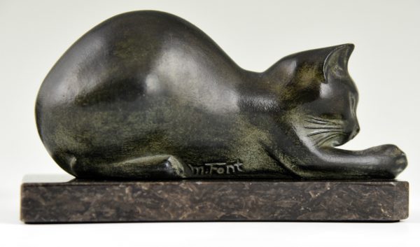 Art Deco cat bookends