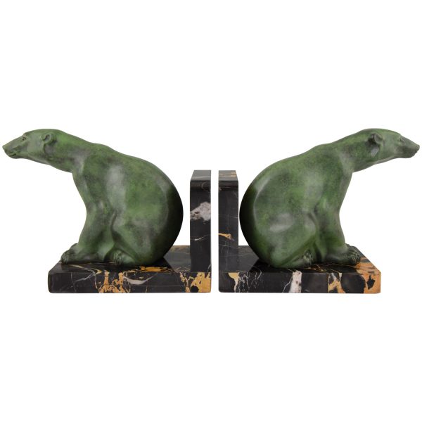 Art Deco polar bear bookends