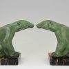 Art Deco polar bear bookends