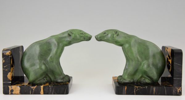 Art Deco polar bear bookends