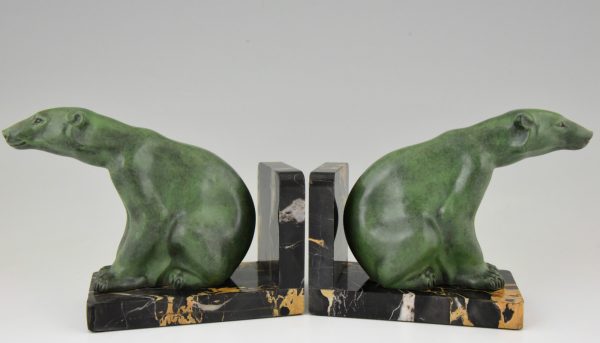 Art Deco polar bear bookends