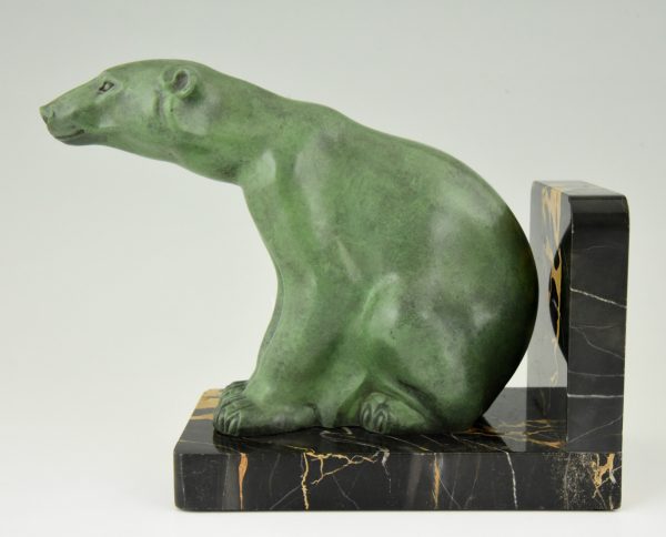 Art Deco polar bear bookends