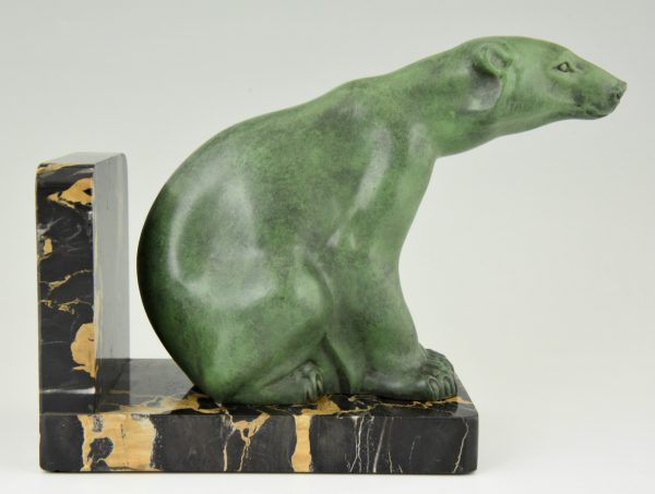 Art Deco polar bear bookends