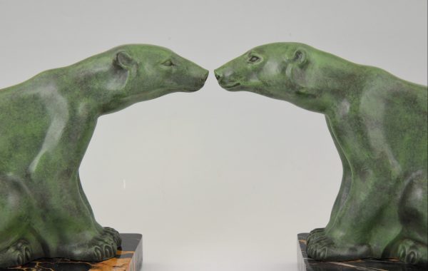 Art Deco polar bear bookends