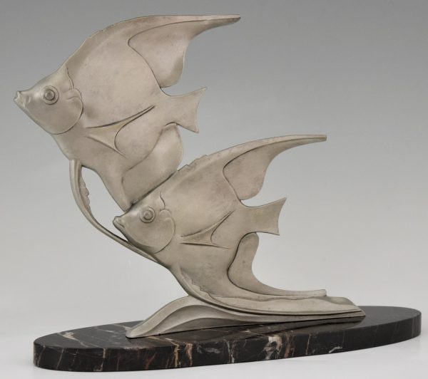 Art Deco sculpture of two angelfish