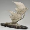 Art Deco sculpture of two angelfish