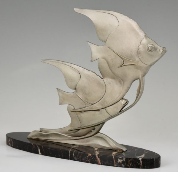 Art Deco sculpture of two angelfish