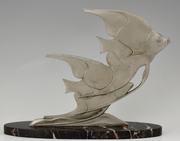 Art Deco sculpture of two angelfish