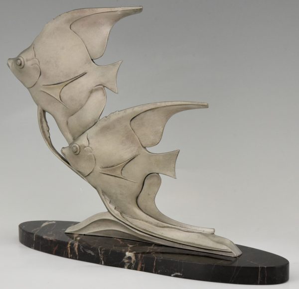 Art Deco sculpture of two angelfish