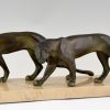 Art Deco sculpture of two panthers