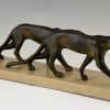 Art Deco sculpture of two panthers